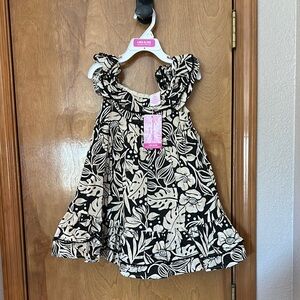 Tommy Bahama Linen Blend Floral Sleeveless Ruffle Dress